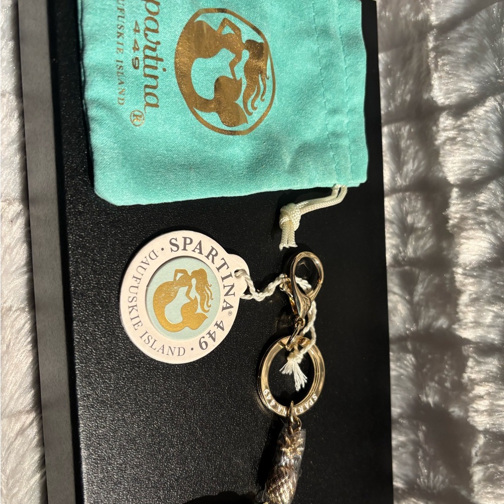 Spartina 449 Gold and Cream pineapple  Keychain or Purse charm